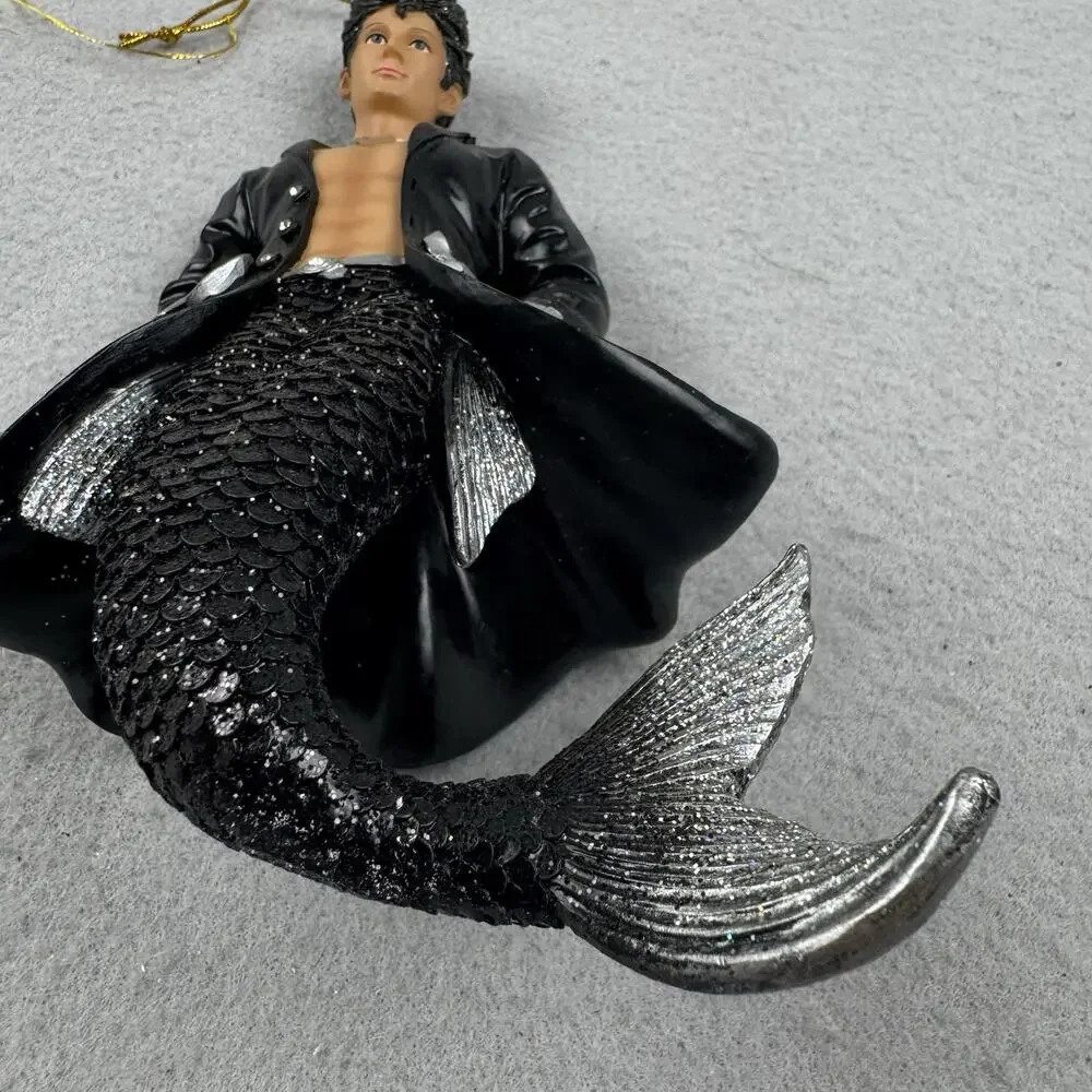 December Diamonds H2O Merman Ornament #55-90764 Black Silver 2012 Boxed Retired